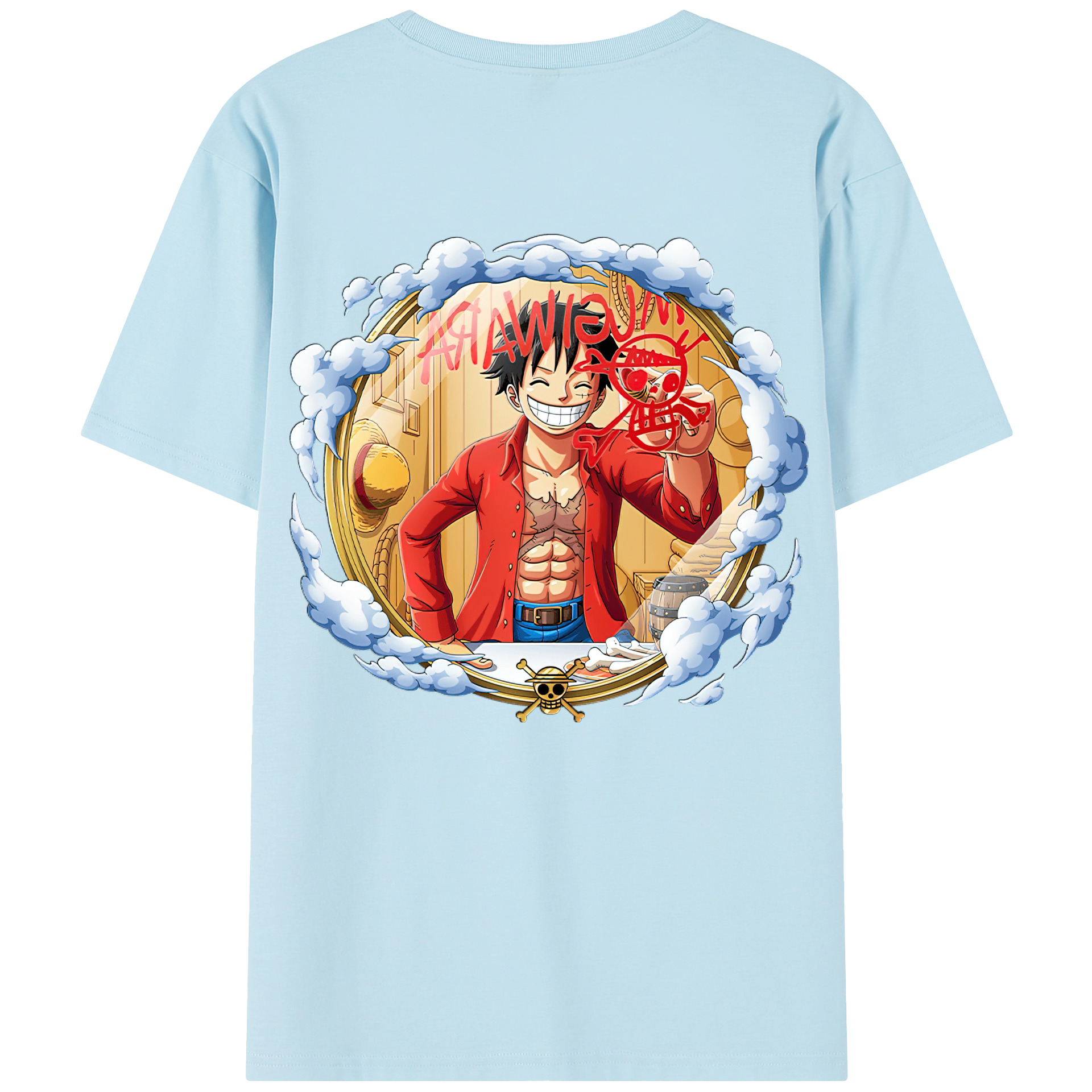 ワンピース モンキー・D・ルフィ ONE PIECE Monkey D. Luffy 綿100％半袖Tシャツ（背面プリント）